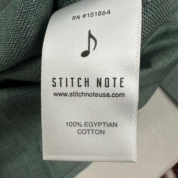 Stitch Note Mens Long Sleeved Green Solid Classic Collar Dress Shirt Size Large - Picture 5 of 7